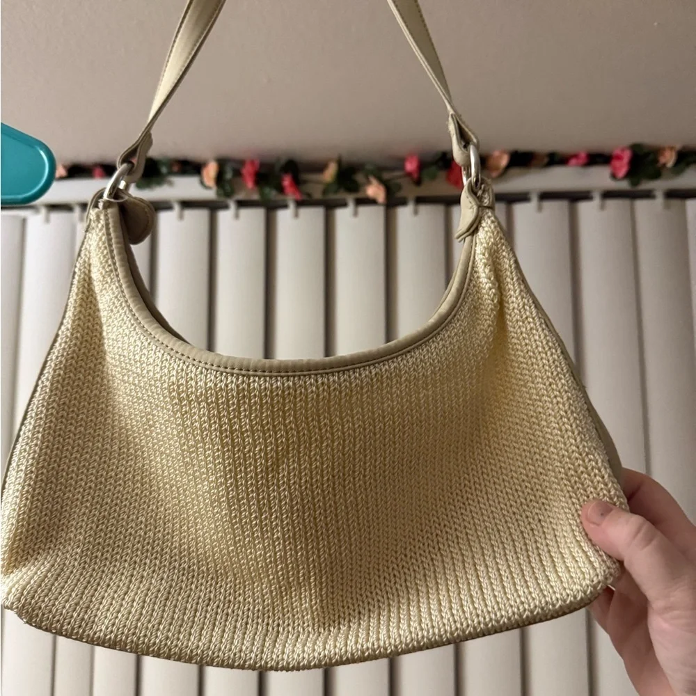 Y2K Cream Woven Hobo Bag Neutral Shoulder Purse